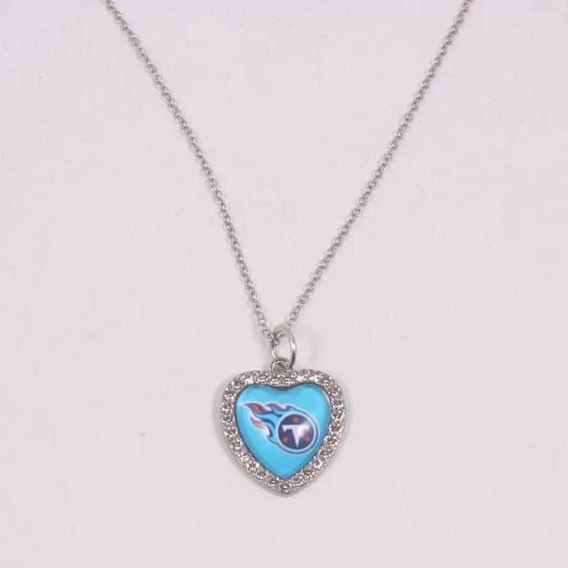titans New Arrival 32 designs rhinestone heart American football pendant charms accessories stainless steel necklace heart necklace