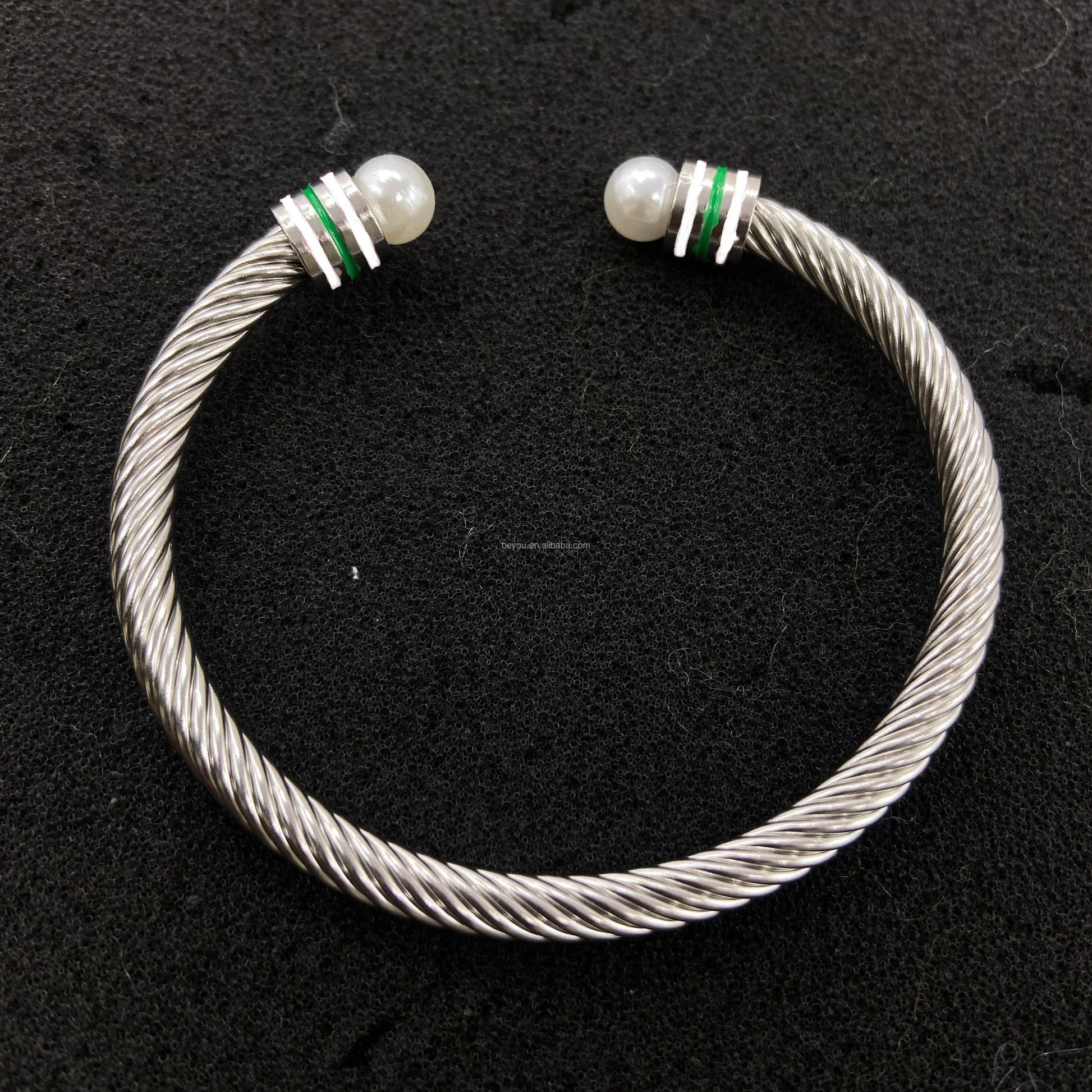 TLOD Pink White Custom Stainless Steel Wire Rope Three Layers Enamel Open Cable Bangle Bracelets