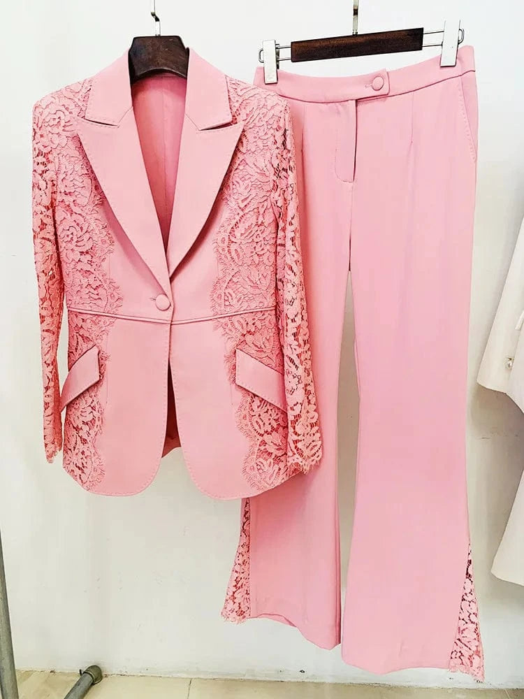 Top Quality 2 piece set Celebrity Runway Causal Blazer Set &Pants Women Blazers Sets