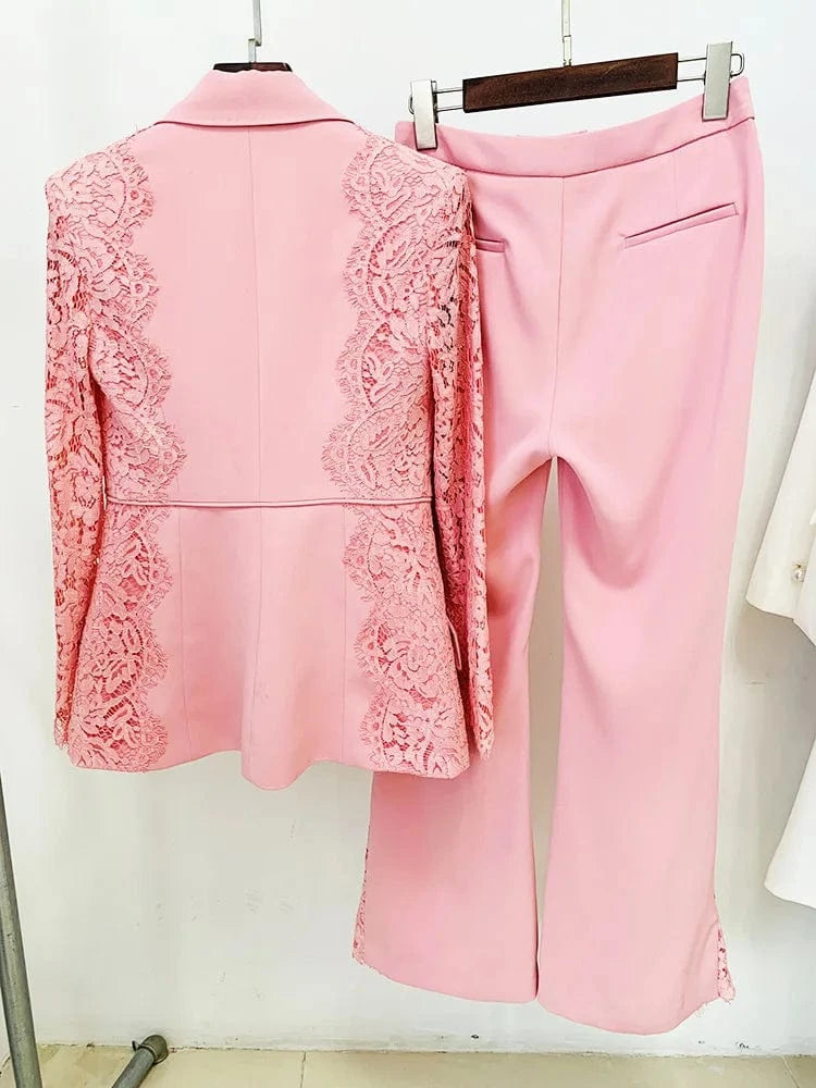 Top Quality 2 piece set Celebrity Runway Causal Blazer Set &Pants Women Blazers Sets