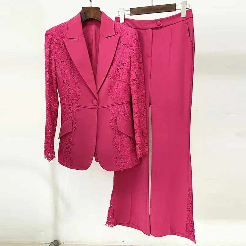 Top Quality 2 piece set Celebrity Runway Causal Blazer Set &Pants Women Blazers Sets