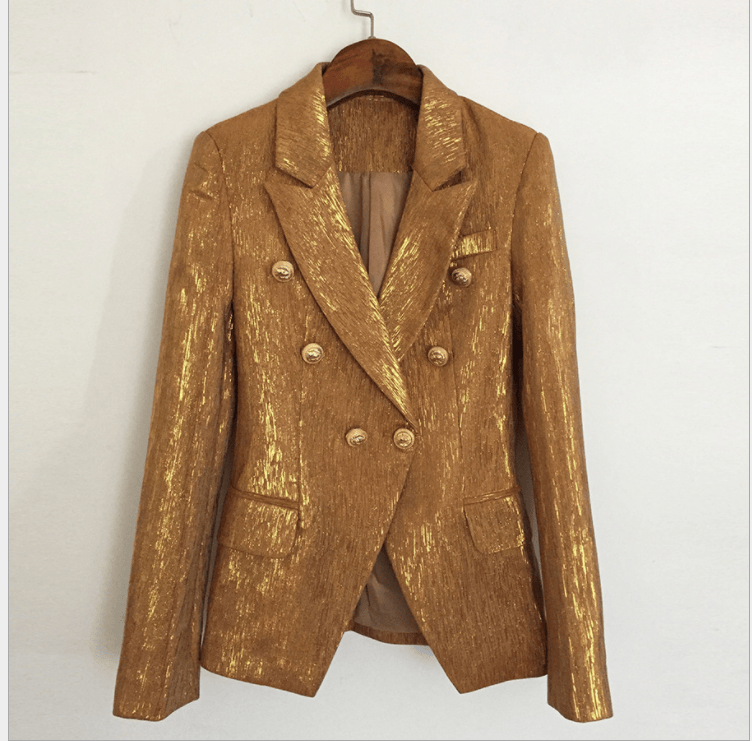 Top Quality Celebrity Evening Party Club Wear Golden Ladies Suit Runway Jackets Women