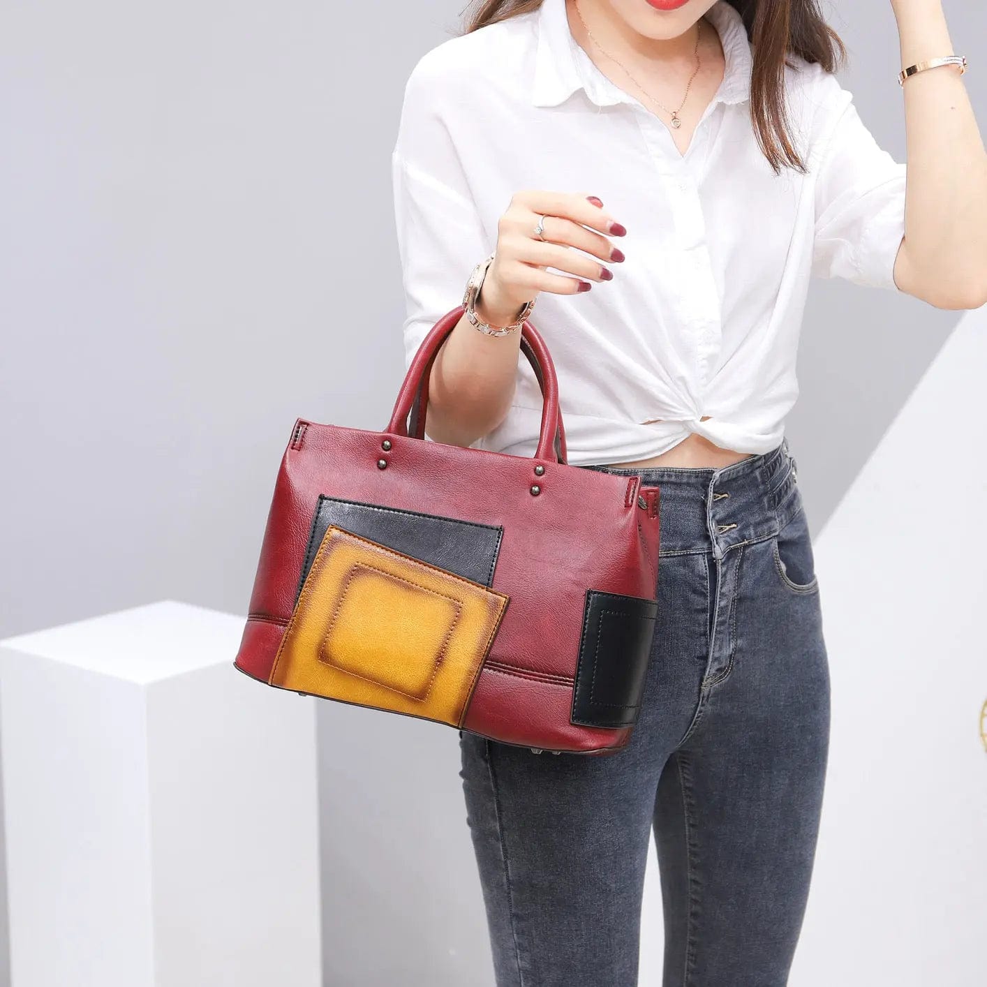 Top Quality Genuine Leather Handbags for Women Luxury Brand Ladies Shoulder Tote Bag For Women Large Size Leather  Hand Bags