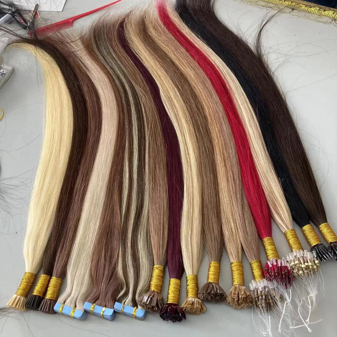 Top Quality Keratin I Tips Hair Extensions 100% Human Hair Silky Straight Red Color Cuticle Hair Extension