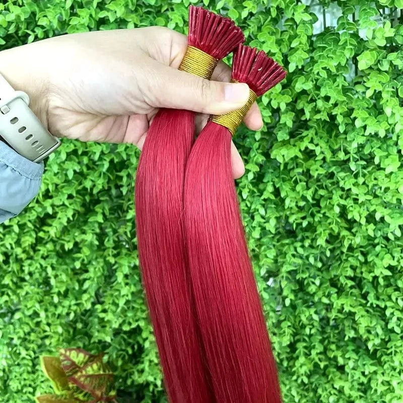 Top Quality Keratin I Tips Hair Extensions 100% Human Hair Silky Straight Red Color Cuticle Hair Extension