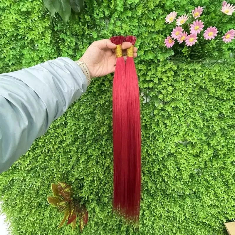 Top Quality Keratin I Tips Hair Extensions 100% Human Hair Silky Straight Red Color Cuticle Hair Extension