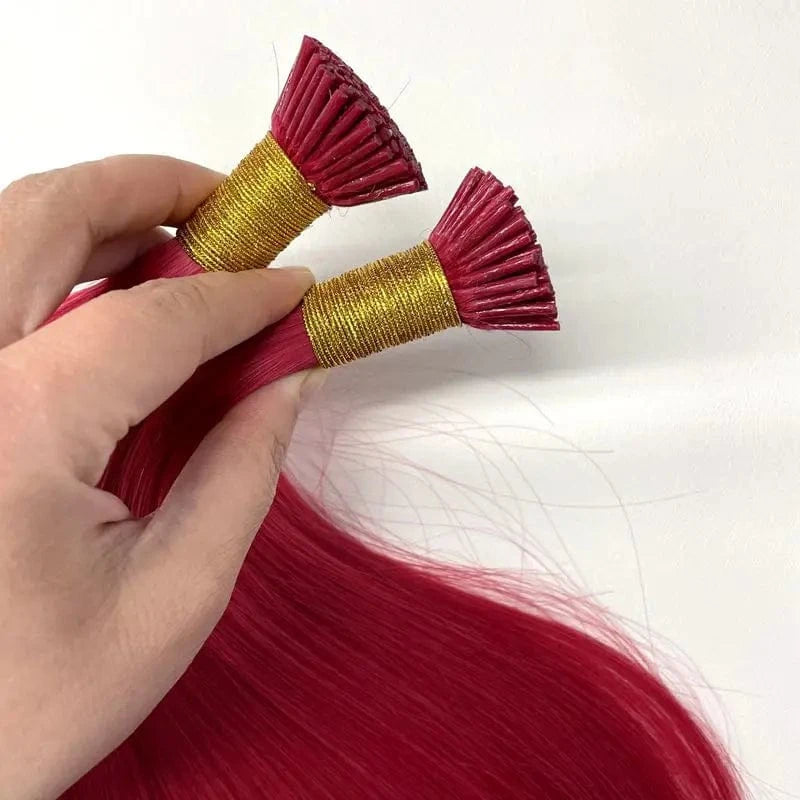 Top Quality Keratin I Tips Hair Extensions 100% Human Hair Silky Straight Red Color Cuticle Hair Extension