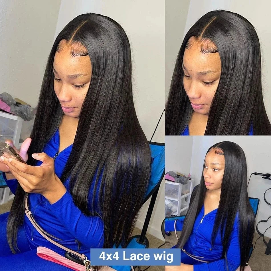 Top quality natural color 180% density 5*5 closure wigs virgin hair deep wave wig for black women hd lace wig