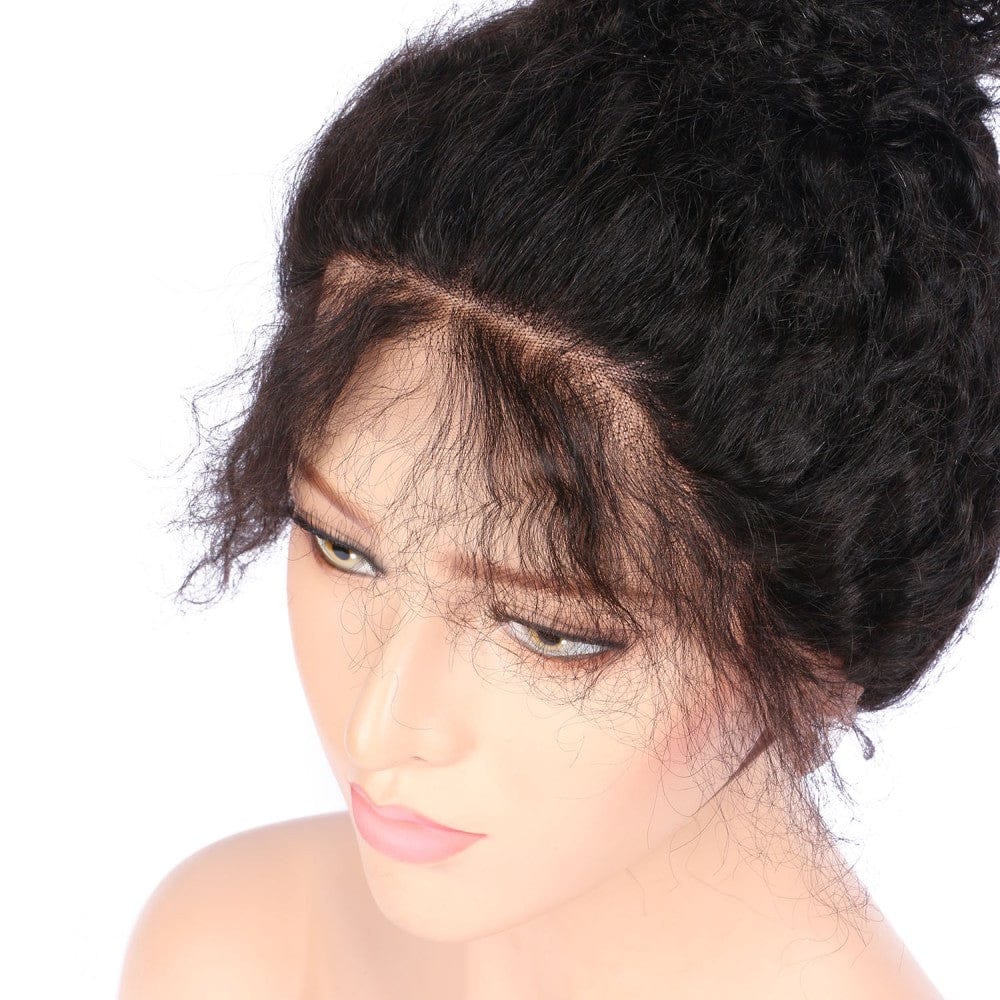 Top quality  natural hairline natural color  kinky curly human hair full lace wig for women with baby hair