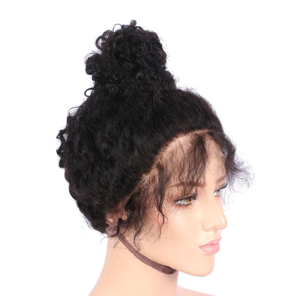 Top quality  natural hairline natural color  kinky curly human hair full lace wig for women with baby hair