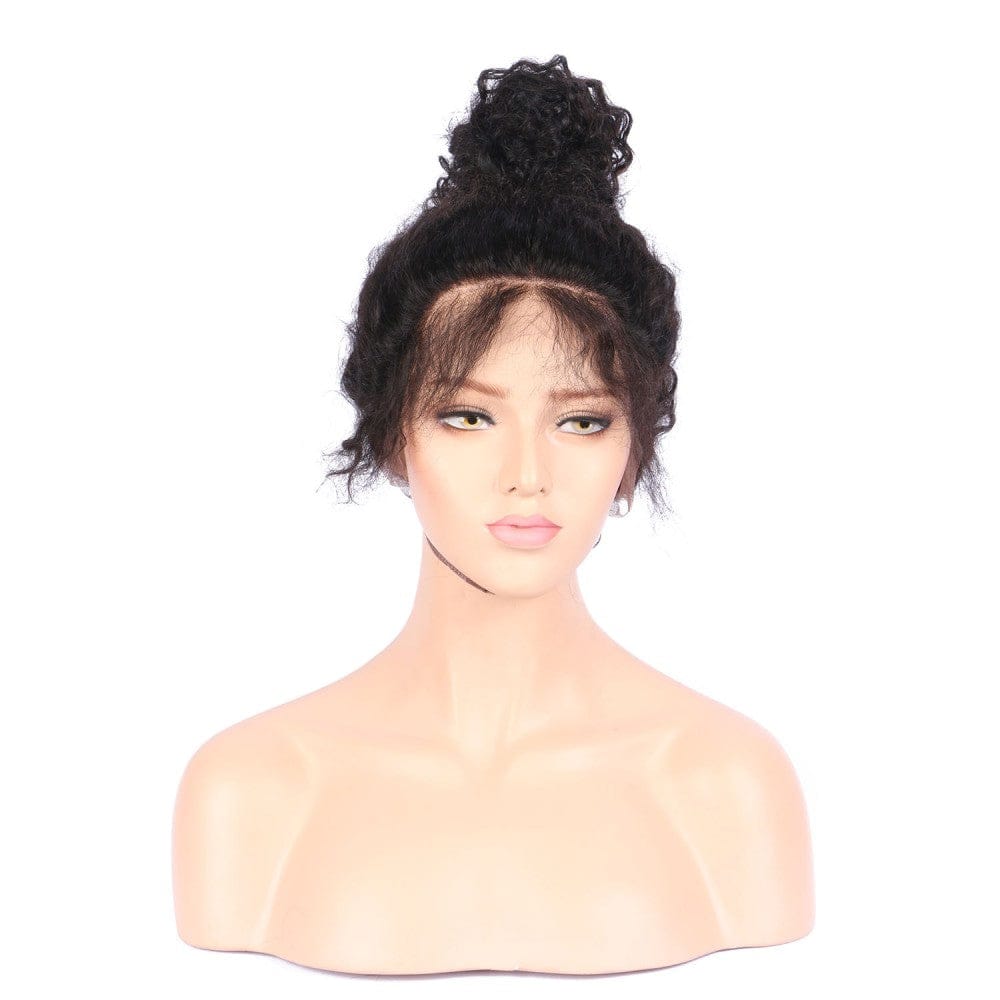 Top quality  natural hairline natural color  kinky curly human hair full lace wig for women with baby hair