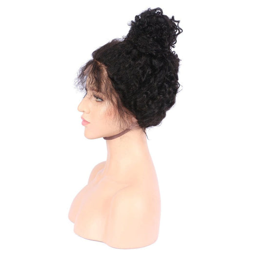 Top quality  natural hairline natural color  kinky curly human hair full lace wig for women with baby hair