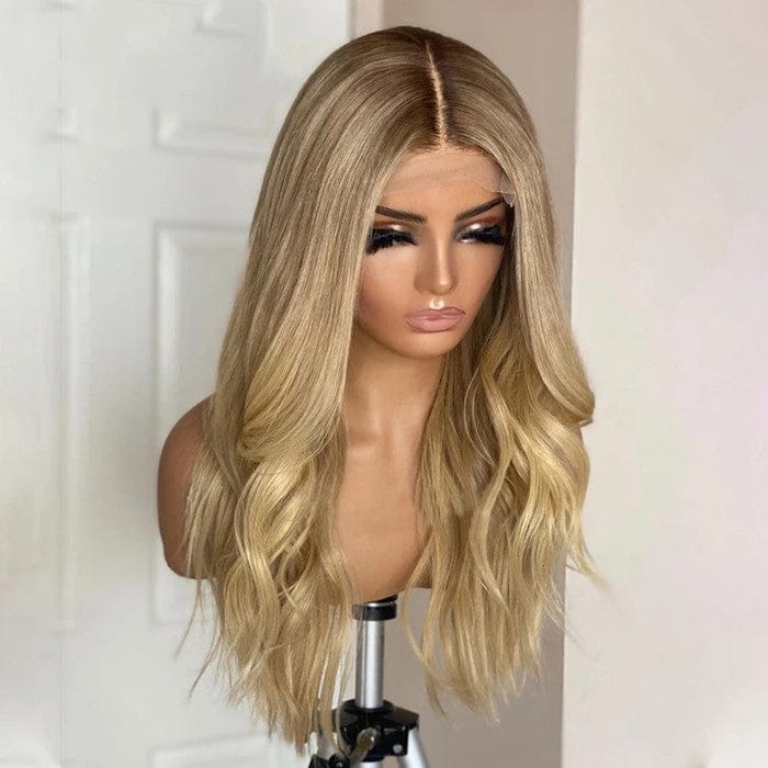 Top Quality Natural Wave Swiss Lace Wig Ombre Blonde 613 Transparent Lace Front Wigs