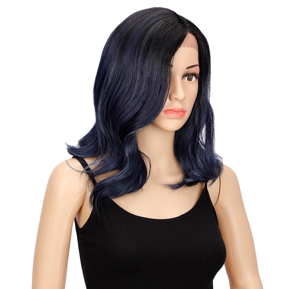 top quality purple lace wig sleek wholesale hot selling body wave heat resistant fiber lace frontal synthetic hair wig for women
