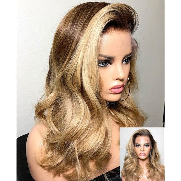 Top Selling Ombre 3T Platinum Blonde Color Body Wave Cuticle Aligned Hair HD Lace Front Wigs For Women