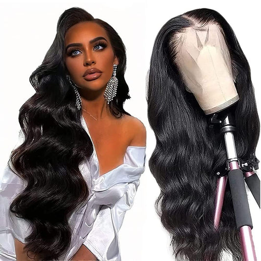 Transparent 360 Lace Front Wigs Human Hair Pre Plucked with Baby Hair Glueless 180% Density 10A Brazilian Virgin Lace Frontal