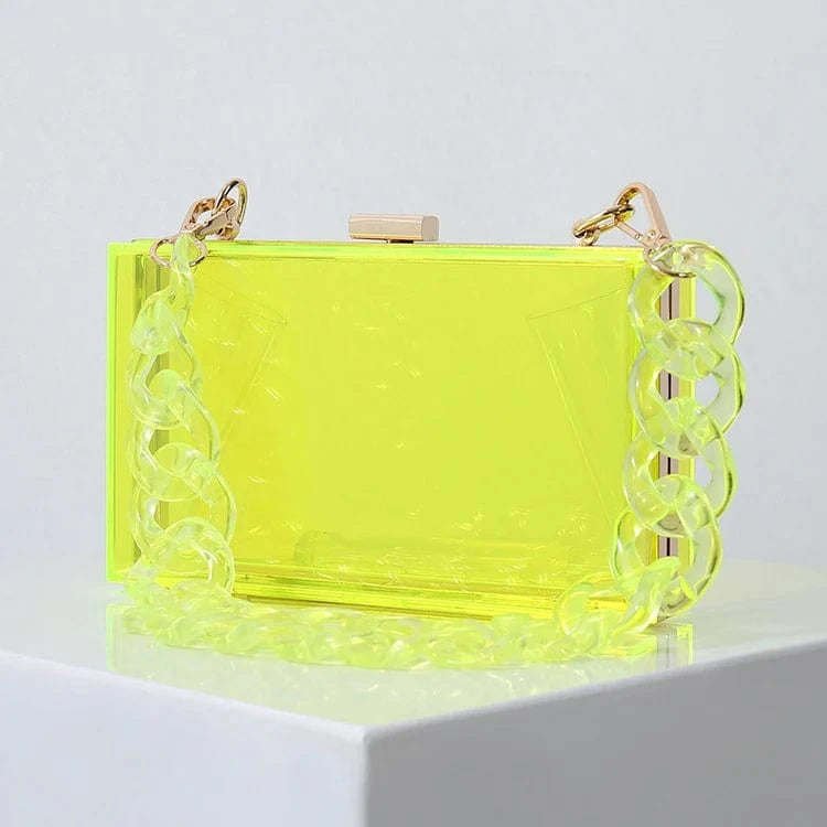 Transparent fluorescent green Special offer multi-colored ladies hand bag custom design clear acrylic purse bag