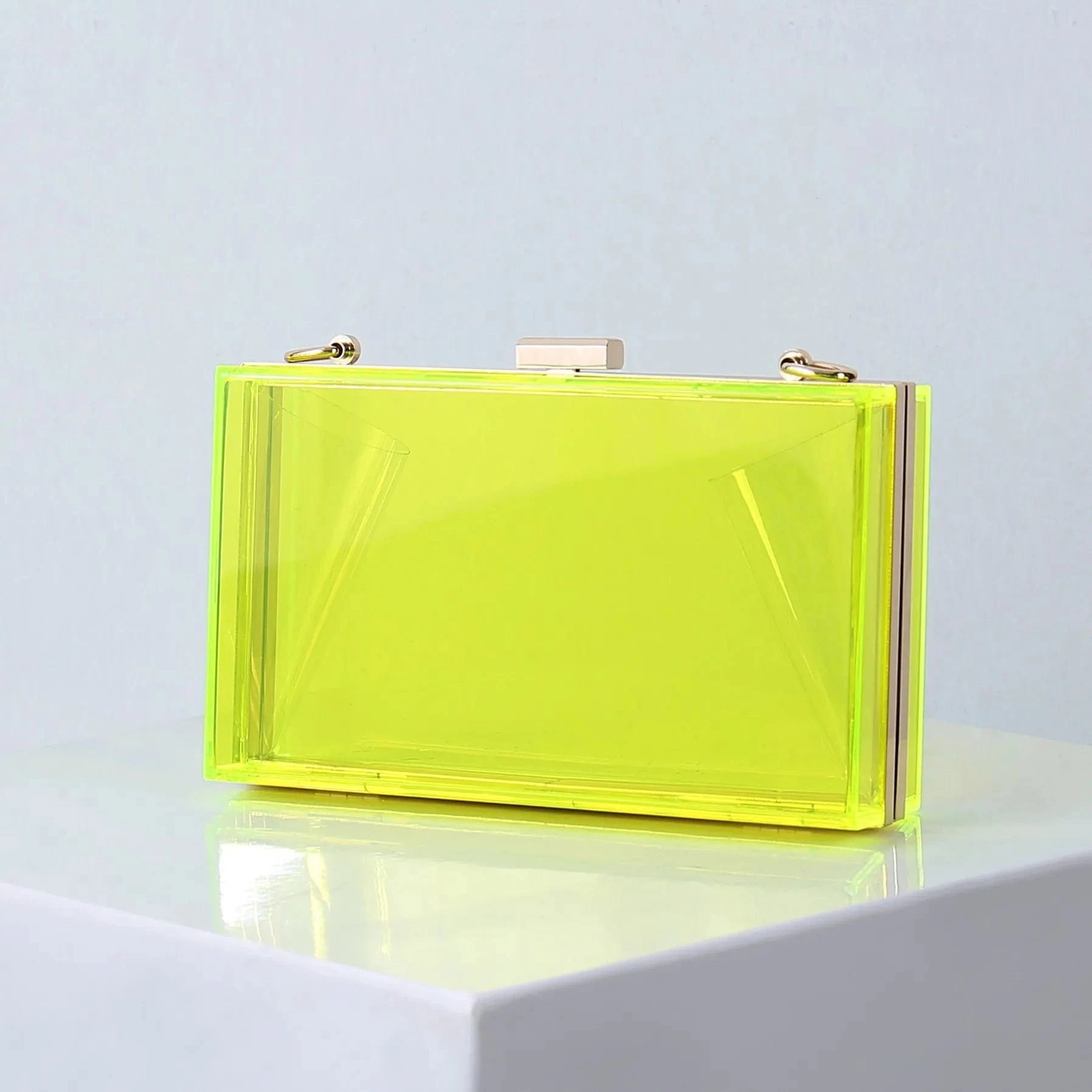 Transparent fluorescent green Summer women transparent acrylic colorful evening bag clear box clutch