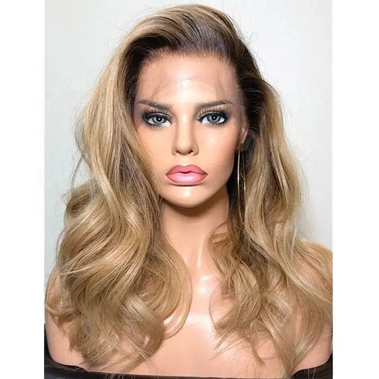 Transparent HD Brown Highlight Color Natural Wave Wig Pre Plucked Bleached Knots Cuticle Aligned Lace Front Wigs