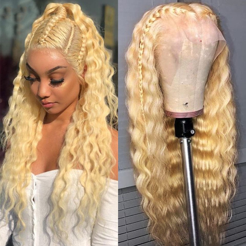 Transparent HD Ombre 613 Color Virgin European Full Cuticle Aligned Human Hair Lace Front Wigs