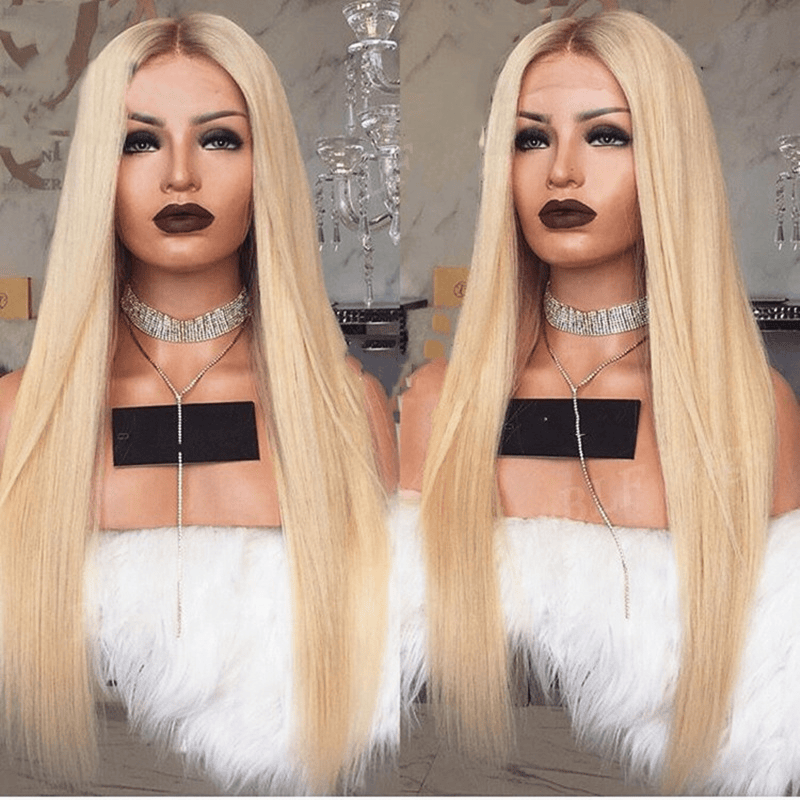 Transparent HD Ombre 613 Color Virgin European Full Cuticle Aligned Human Hair Lace Front Wigs