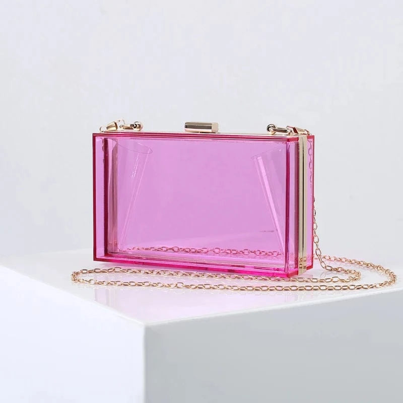 Transparent purple Women wedding party transparent box purses clear acrylic clutch