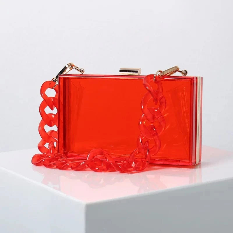 Transparent red Special offer multi-colored ladies hand bag custom design clear acrylic purse bag