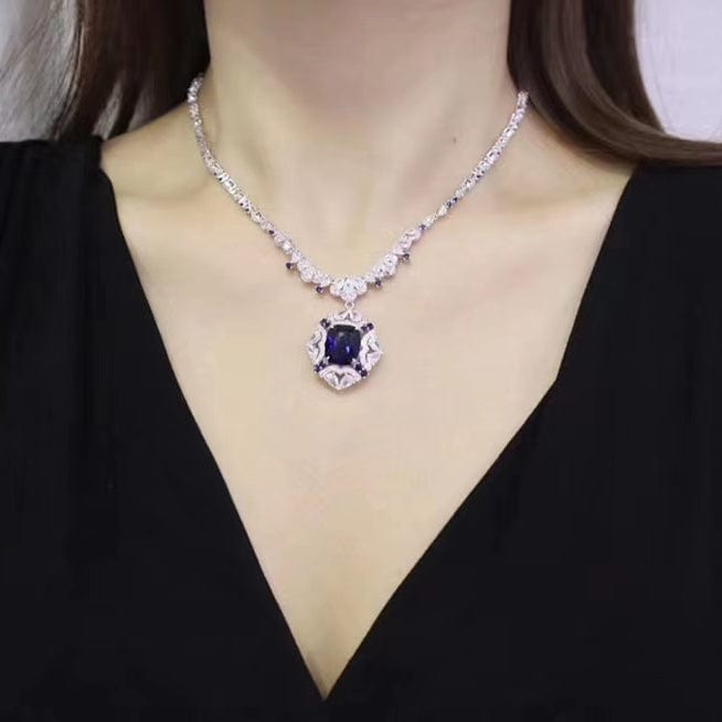TRENDY / 16inches / White Niche brand sapphire necklace women fashion ablefashion jewelry 2022