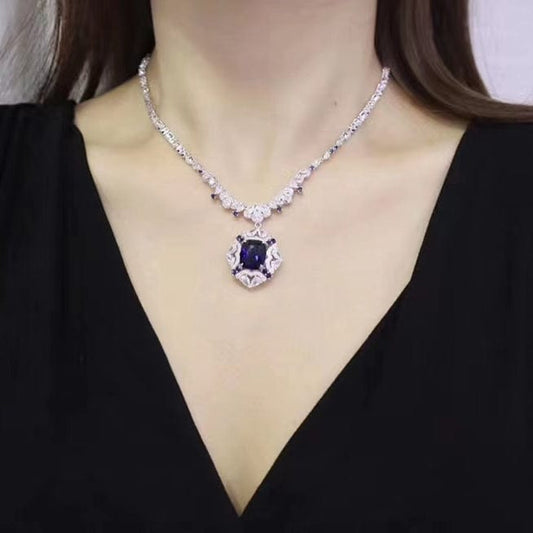 TRENDY / 16inches / White Niche brand sapphire necklace women fashion ablefashion jewelry 2022