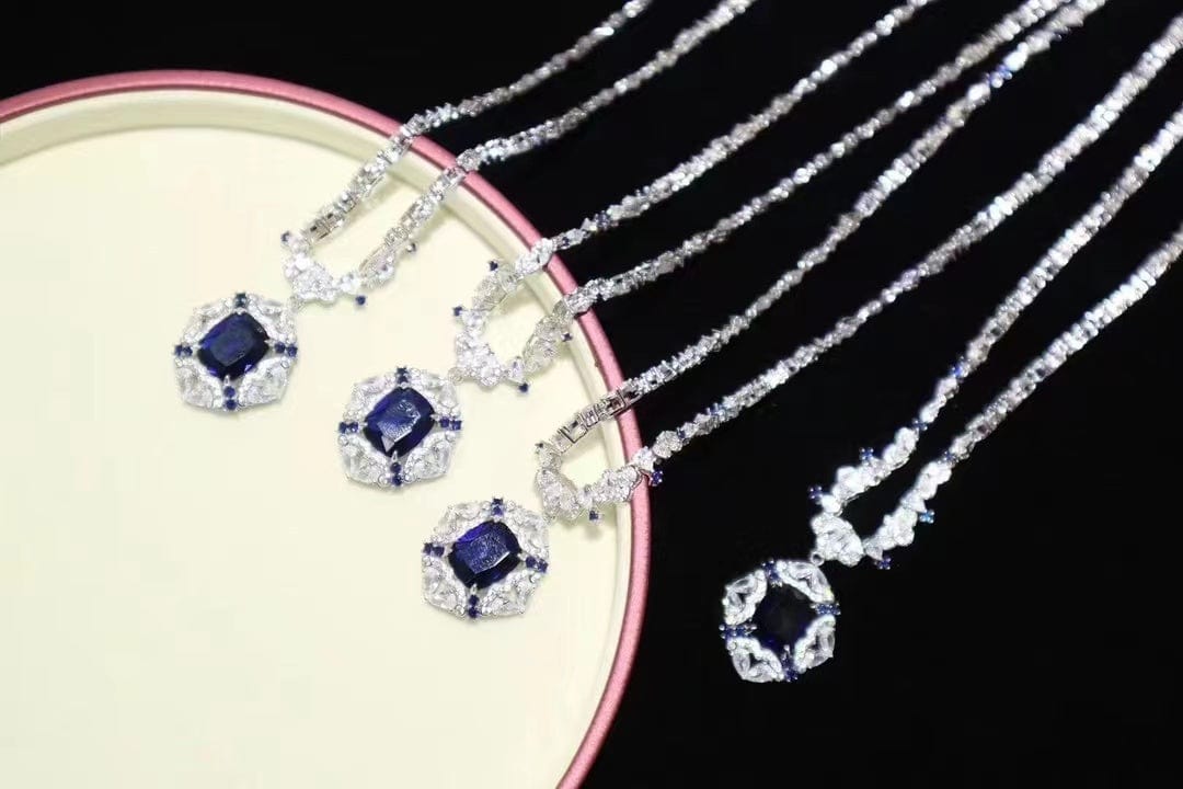 TRENDY / 16inches / White Niche brand sapphire necklace women fashion ablefashion jewelry 2022