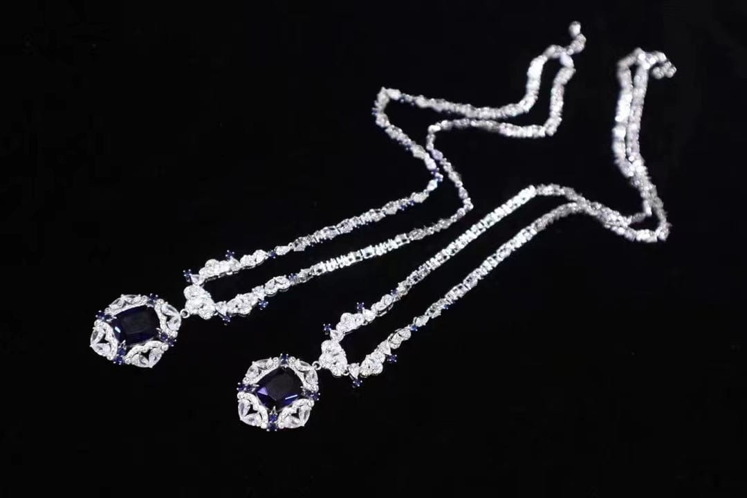 TRENDY / 16inches / White Niche brand sapphire necklace women fashion ablefashion jewelry 2022