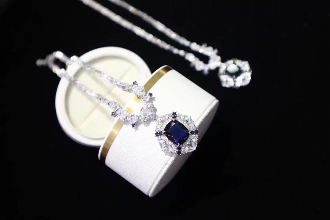 TRENDY / 16inches / White Niche brand sapphire necklace women fashion ablefashion jewelry 2022