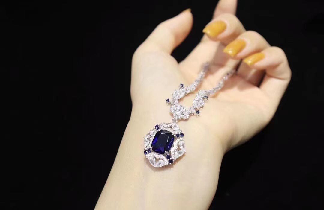 TRENDY / 16inches / White Niche brand sapphire necklace women fashion ablefashion jewelry 2022