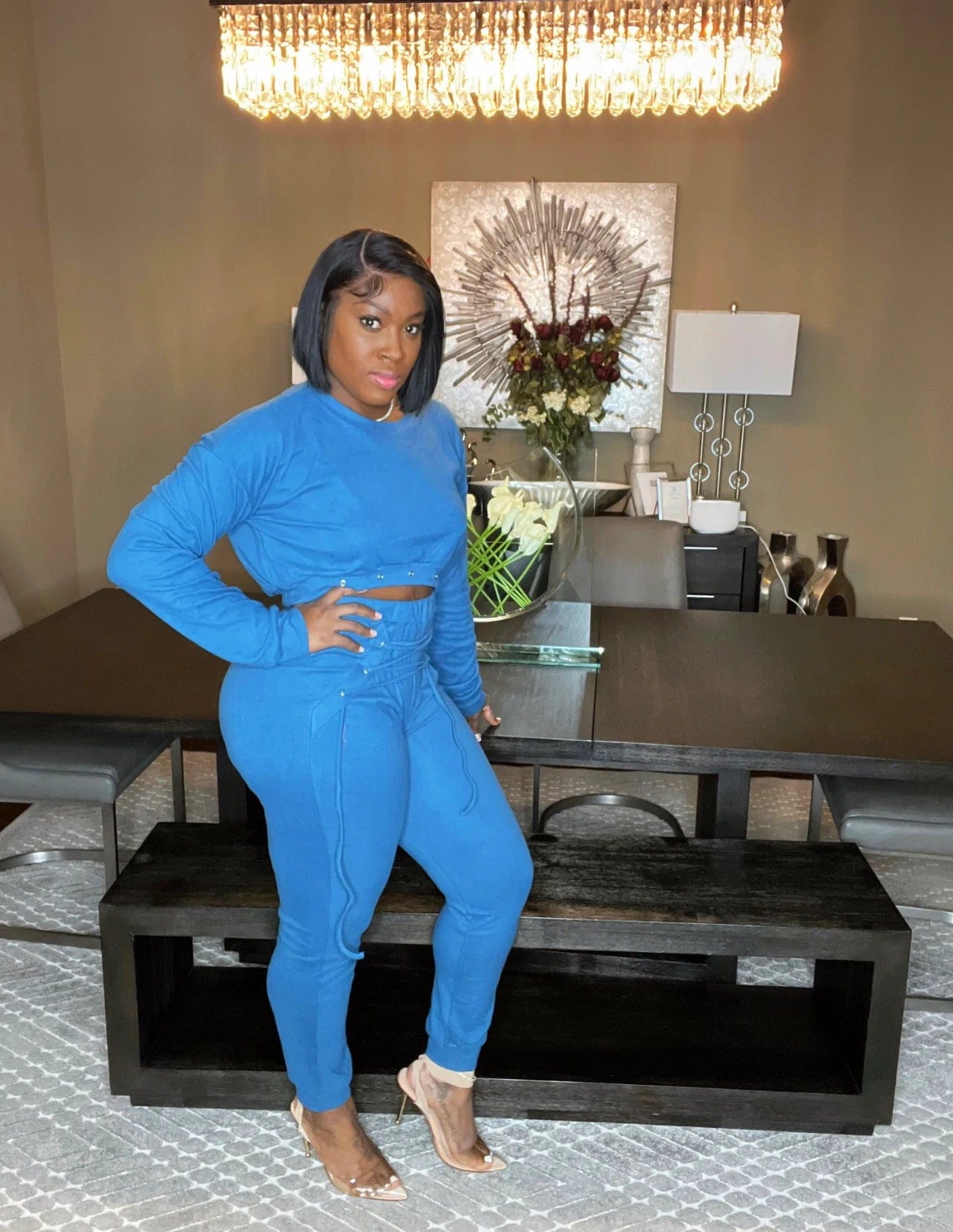 Trendy Corn straps 2 Pieces Pants Set Solid Tights Pants Sets for Jogger Sets 2 Piece Winter&fall Women Clothing