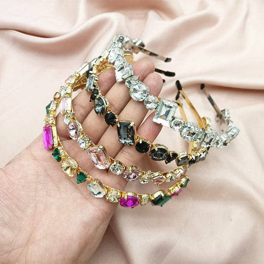 Trendy Head bands Hair Accessories Full Diamond Jewelled Headwear Colorful Girls Bling Headband