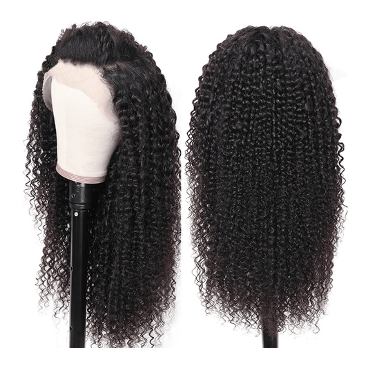 Trendy new products human hair kinky curly natural color lace frontal virgin hair wig for black women