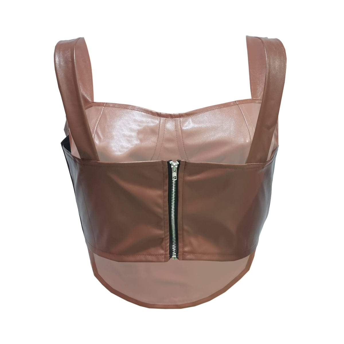 Trendy Women Clothes 2022 New Arrivals Casual Solid Brown PU Leather Vest Square Collar Tops Without Shirt