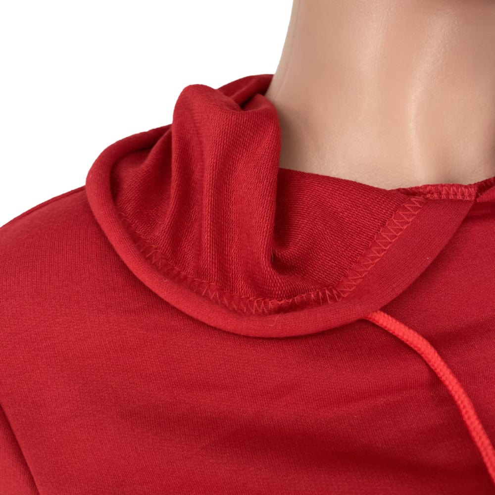 Trendy Women Clothes Casual Pocketed Printed Drawstring Hooded Collar Long Sleeve Two Pieces