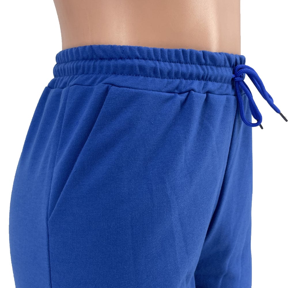 Trendy Women Clothes Casual Pocketed Printed Drawstring Hooded Collar Long Sleeve Two Pieces