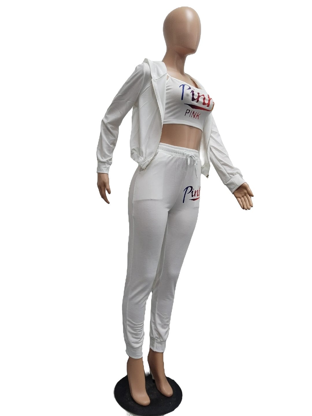 Trendy Women Clothes Casual Print Gradient Patchwork Sweatsuit Hooded Collar Long Sleeve Three Pieces