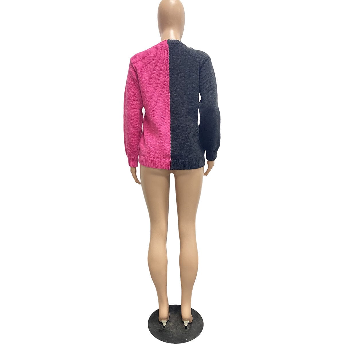 Trendy Women Clothes Casual Solid Contrasting Color Stitching Hand Knitted Sweater Cardigan with Pocket