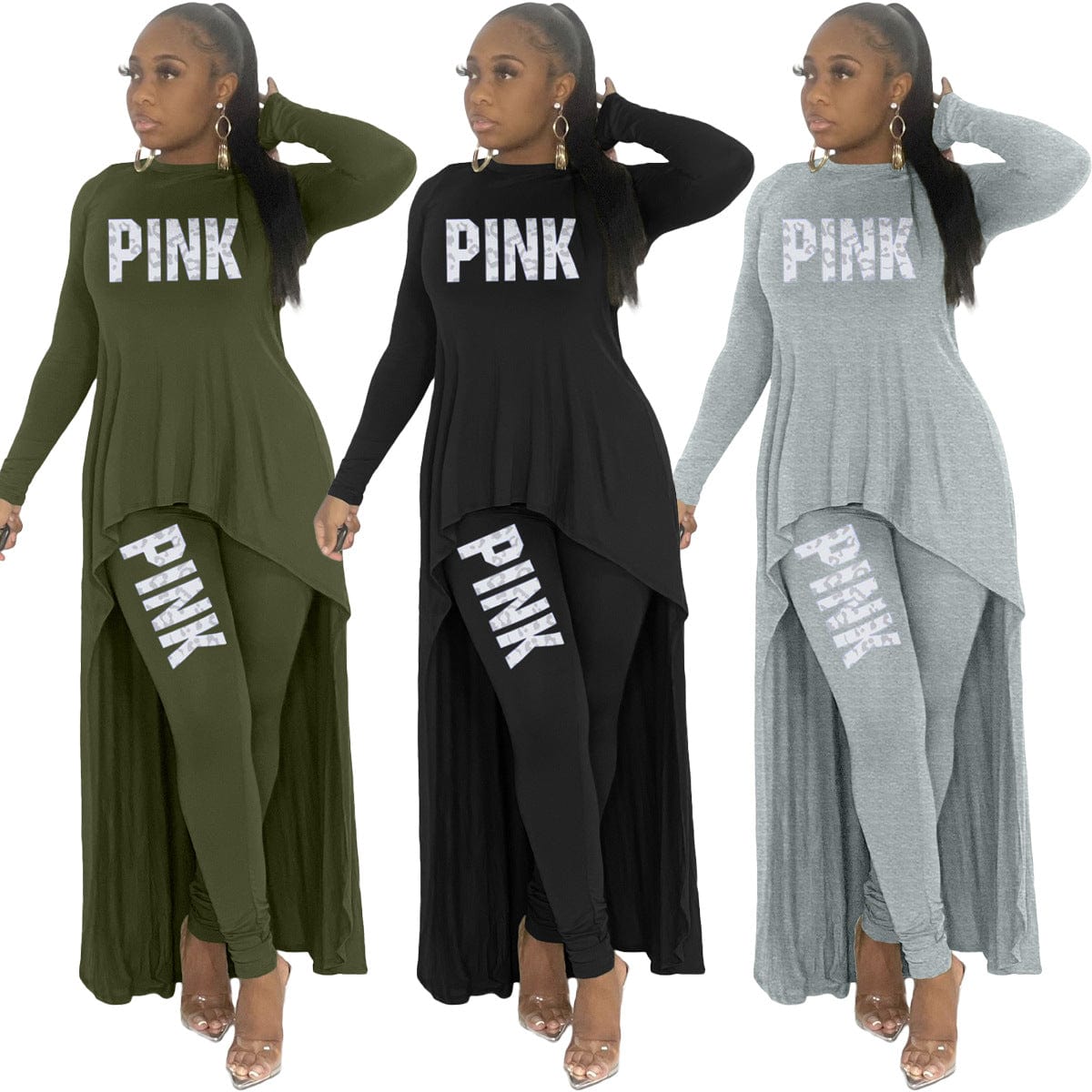 Trendy Women Clothes Fall Fashion Clothing Women Long Sleeve Solid Casual Dresses Pants Two Piece Set