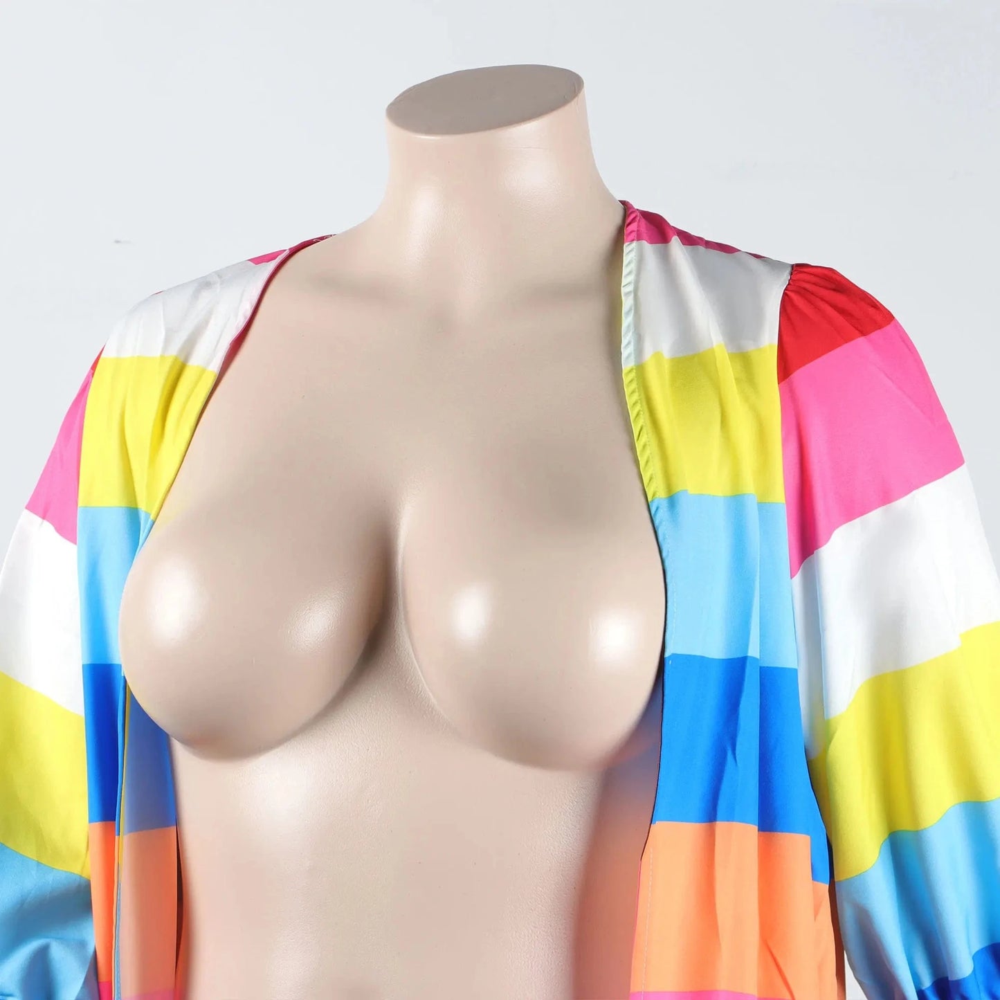 Trendy Women Clothes Oversize Positional Print Rainbow Long  polyester Cardigan Jacket