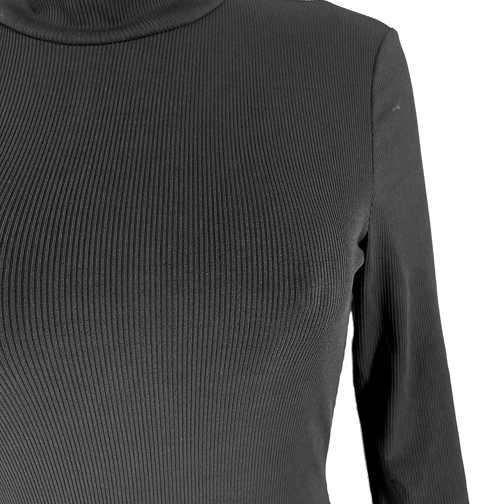 Trendy Women Clothes Sexy Solid Pit Split Joint Half A Turtleneck Irregular Dresses
