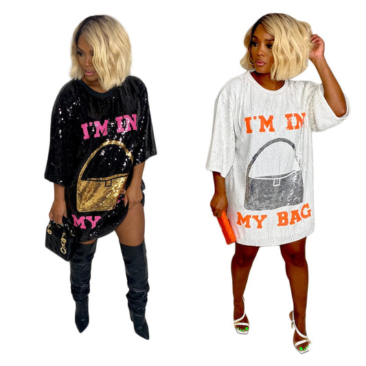 Trendy Women Clothes Summer Dresses 2022 High Quality Autumn Loose Sequin Tunic Casual Club Dresses