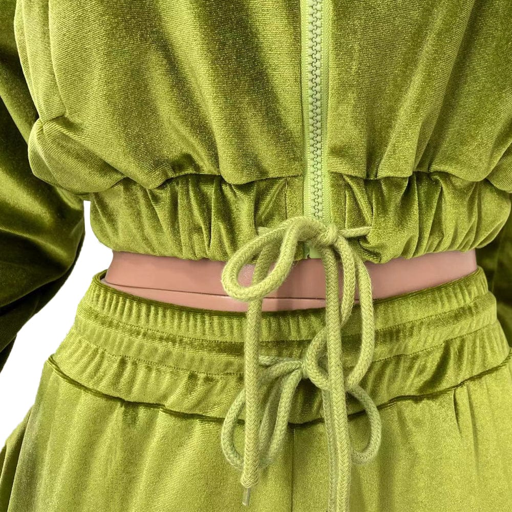 Trendy Women Clothes Tracksuit Women's Hoodies & Sweatshirts Wide Leg Pants Lounge wear Velvet Two Piece Set