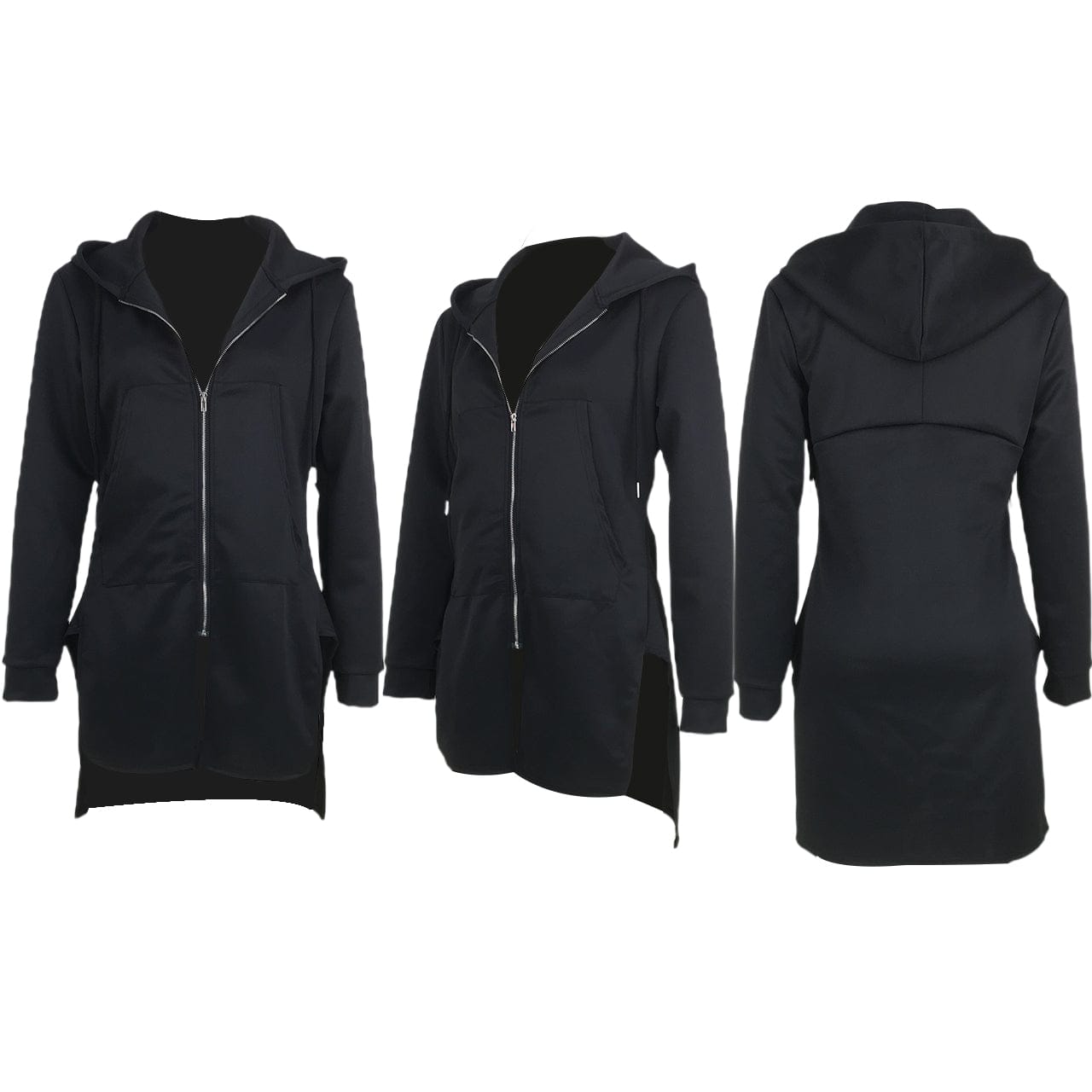 Trendy Women Clothes Women Fashion Sexy Zipper Hoodie Sweatshirt Solid Color Jacket with Pocket