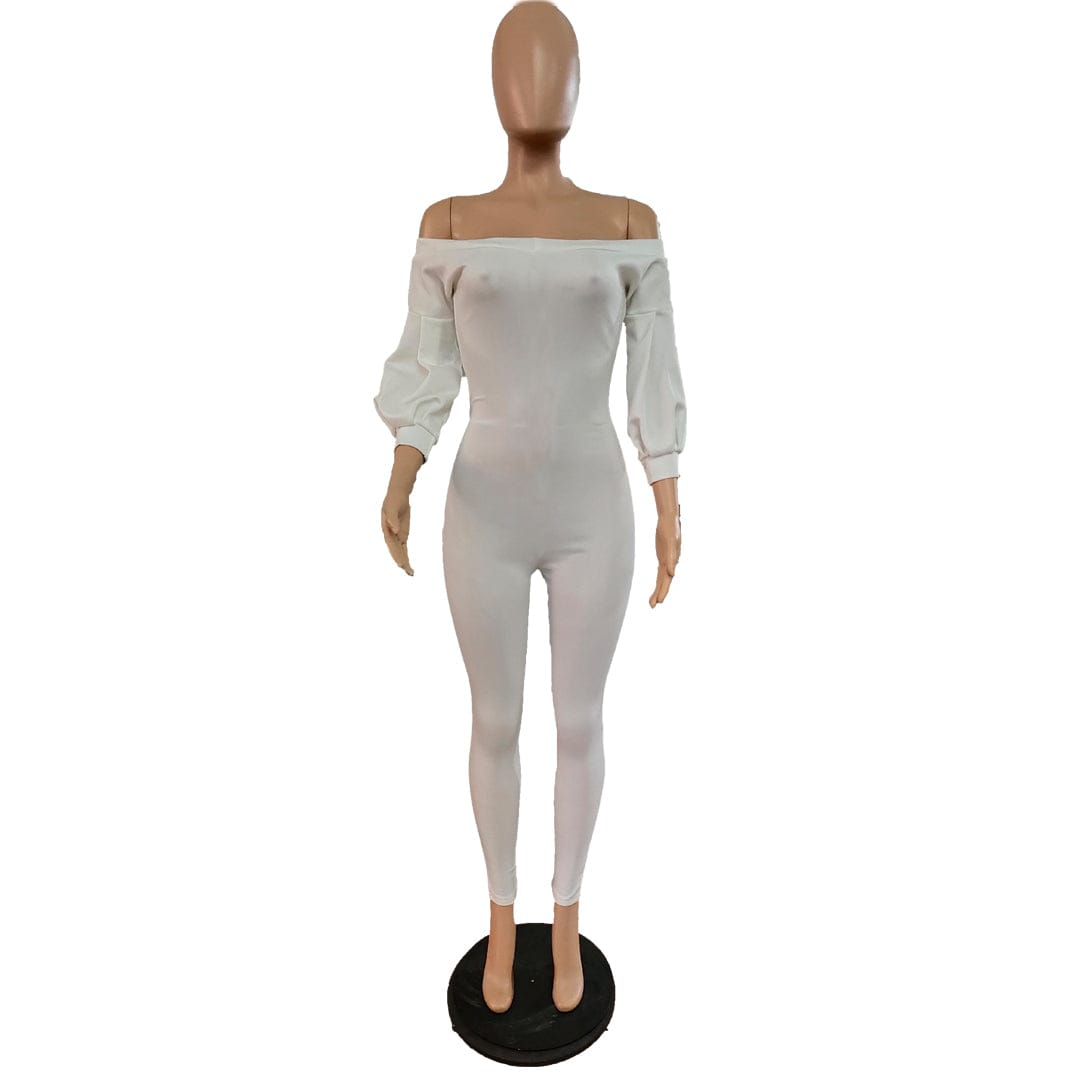 Trendy Women Clothes Women's Fashion Off Shoulder Lantern Sleeve Jumpsuit