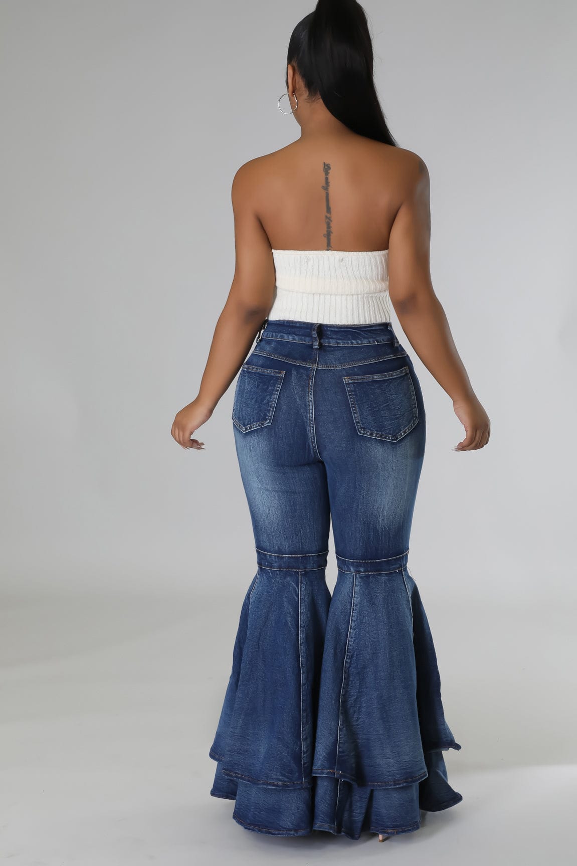 Trendy Women Clothes Women's Jeans Slim Washed Denim Flared Trousers