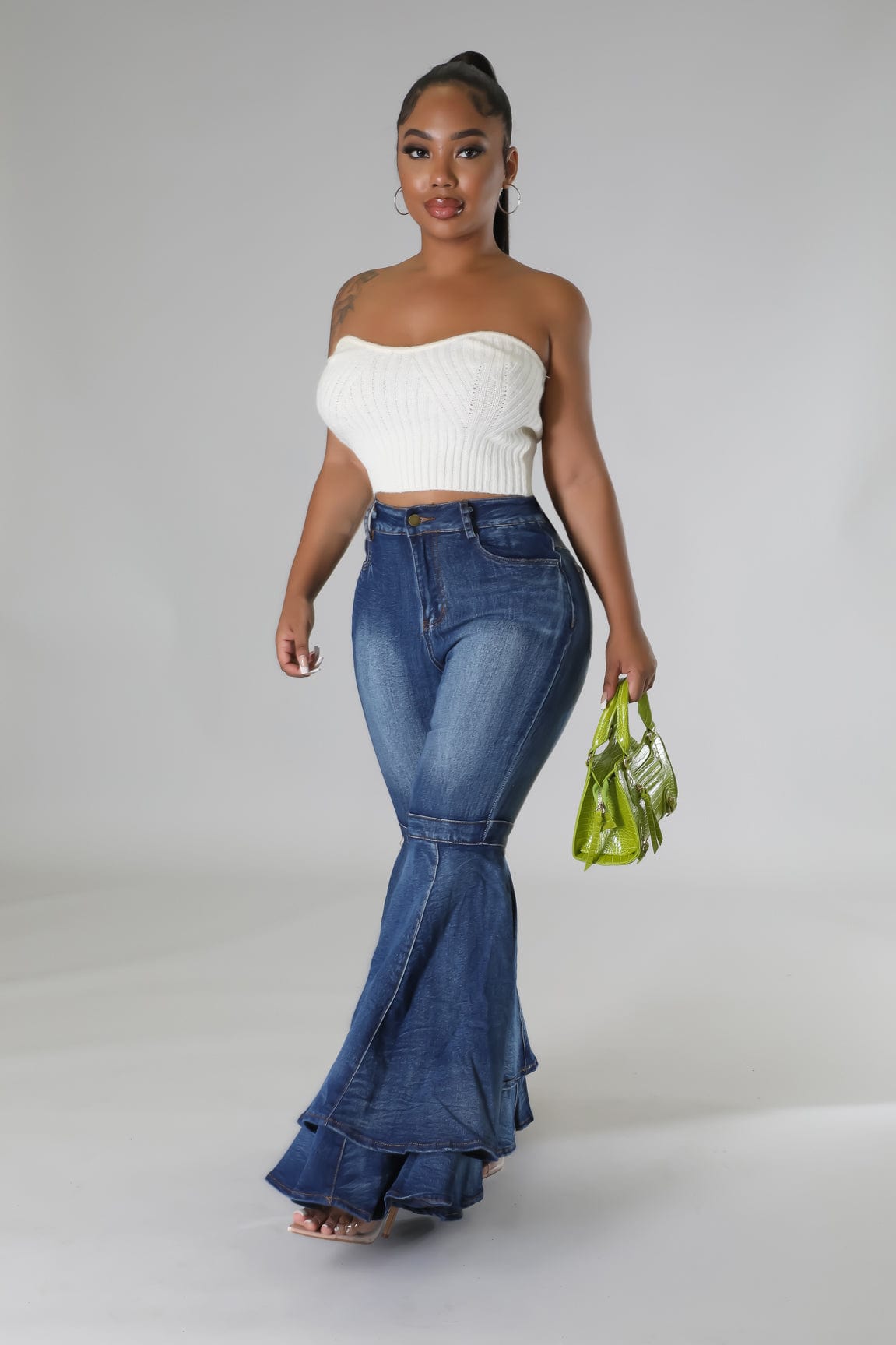 Trendy Women Clothes Women's Jeans Slim Washed Denim Flared Trousers